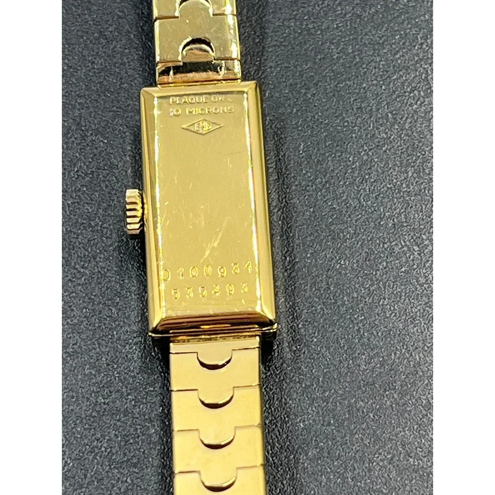 Ernest Borel Vintage Gold Textured Manual Wind Swiss Cocktail Watch 10‎ Microns